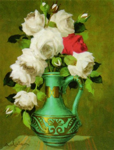 ばら　油彩 F6　内田 晃（大7～平16）